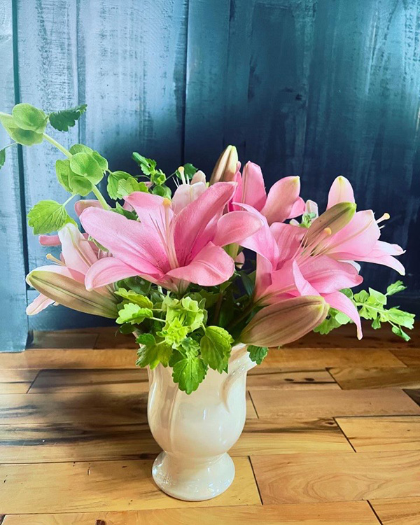 Bells of Ireland and Brindisi Lilies